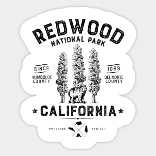 Redwood National Park T Shirt Vintage California Bear Gifts Sticker